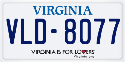 VA license plate VLD8077