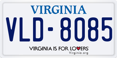 VA license plate VLD8085