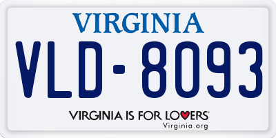 VA license plate VLD8093