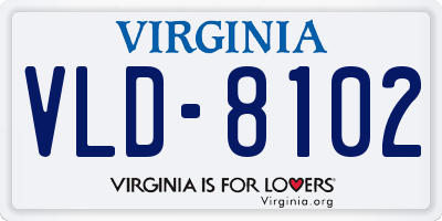 VA license plate VLD8102