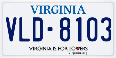 VA license plate VLD8103
