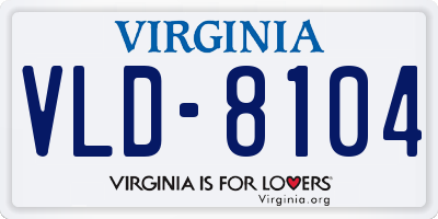 VA license plate VLD8104