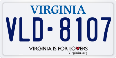 VA license plate VLD8107