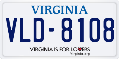 VA license plate VLD8108