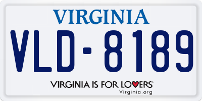 VA license plate VLD8189