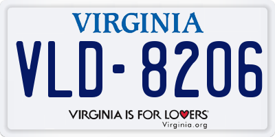 VA license plate VLD8206