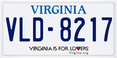VA license plate VLD8217