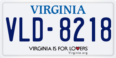 VA license plate VLD8218