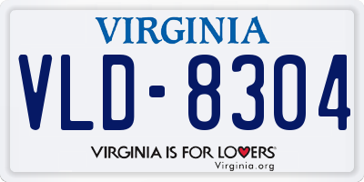 VA license plate VLD8304
