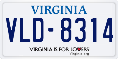 VA license plate VLD8314