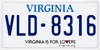 VA license plate VLD8316