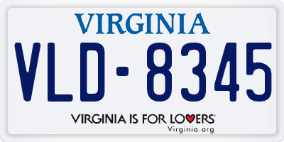 VA license plate VLD8345