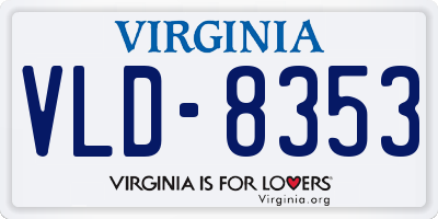VA license plate VLD8353