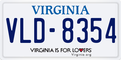 VA license plate VLD8354