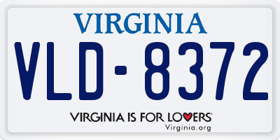 VA license plate VLD8372