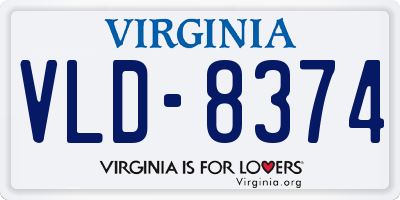 VA license plate VLD8374