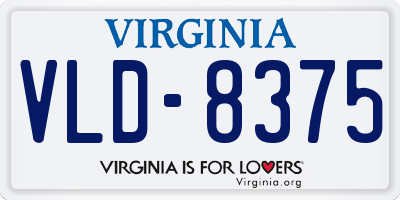 VA license plate VLD8375