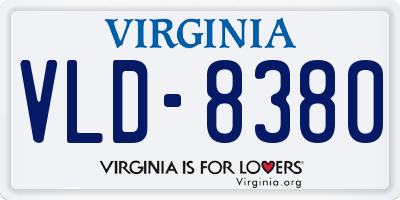 VA license plate VLD8380