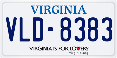 VA license plate VLD8383