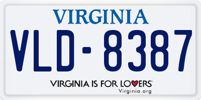 VA license plate VLD8387