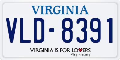 VA license plate VLD8391