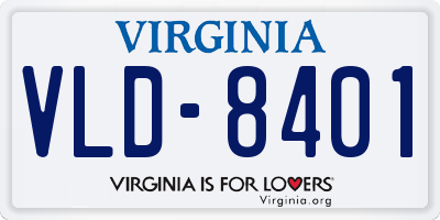 VA license plate VLD8401