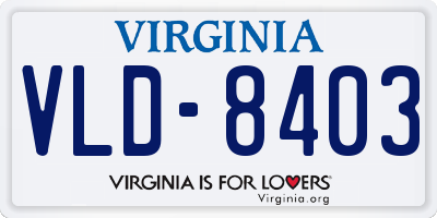 VA license plate VLD8403