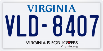VA license plate VLD8407