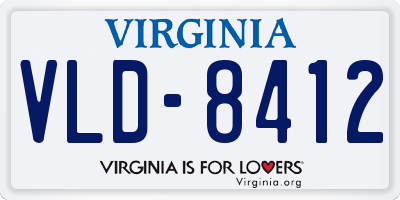 VA license plate VLD8412