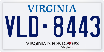 VA license plate VLD8443