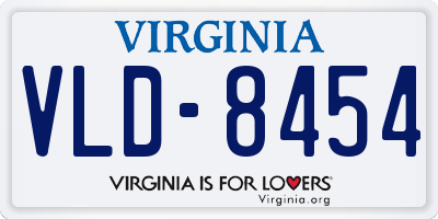 VA license plate VLD8454