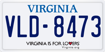 VA license plate VLD8473