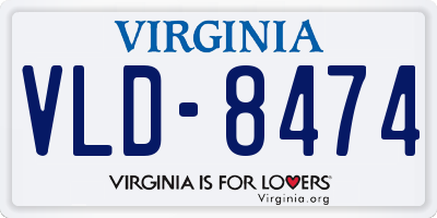 VA license plate VLD8474