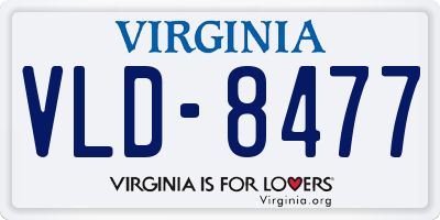 VA license plate VLD8477