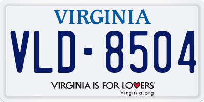 VA license plate VLD8504