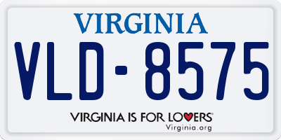 VA license plate VLD8575