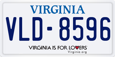 VA license plate VLD8596