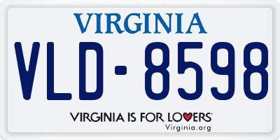 VA license plate VLD8598