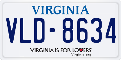 VA license plate VLD8634