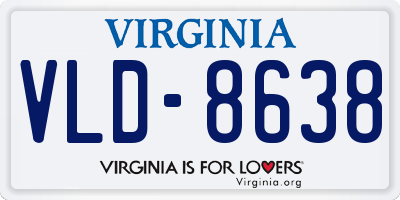VA license plate VLD8638