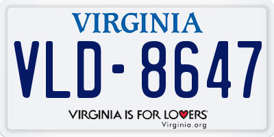 VA license plate VLD8647