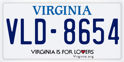 VA license plate VLD8654