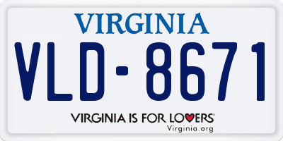 VA license plate VLD8671