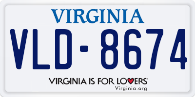 VA license plate VLD8674