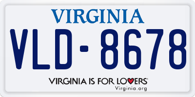 VA license plate VLD8678