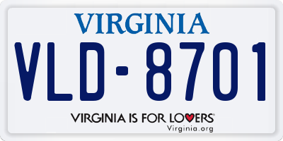 VA license plate VLD8701