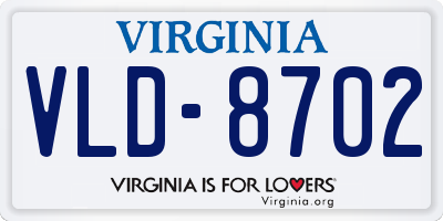 VA license plate VLD8702