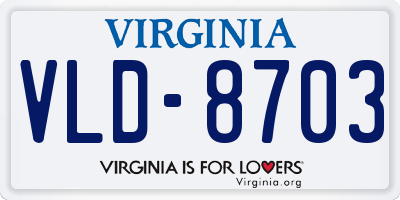 VA license plate VLD8703