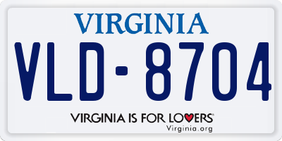 VA license plate VLD8704