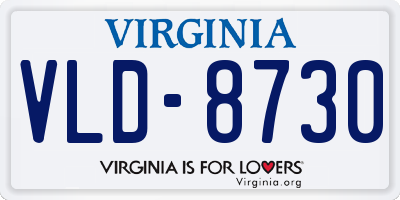 VA license plate VLD8730